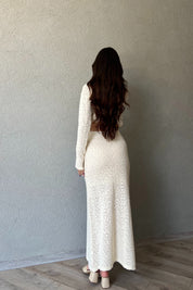 Bej Örme Detaylı Naturel Etek Bluz Takım SY-1626-Bej