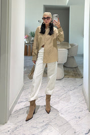 Camel Şal Detaylı Oversize Gömlek SY-3850-Camel