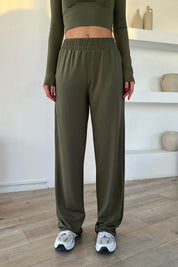 Haki Dalkıç Kumaş Basic Jogger Crop Pantolon Takım SY-1705-Haki