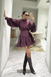 Korse Belli Mini Bordo Etek SY-3564-Bordo