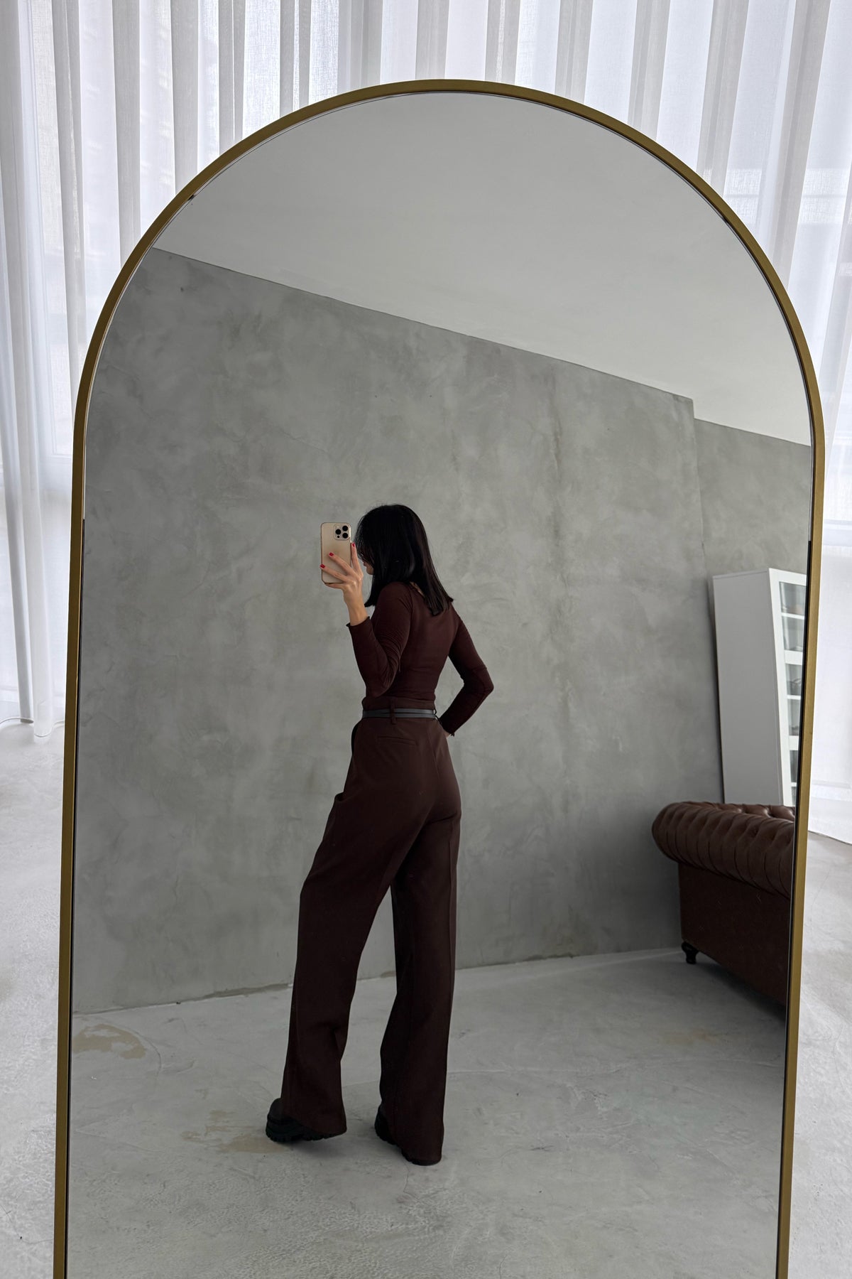 Kahverengi Çift Kemerli Premium Palazzo Pantolon SY-3471-Kahverengi