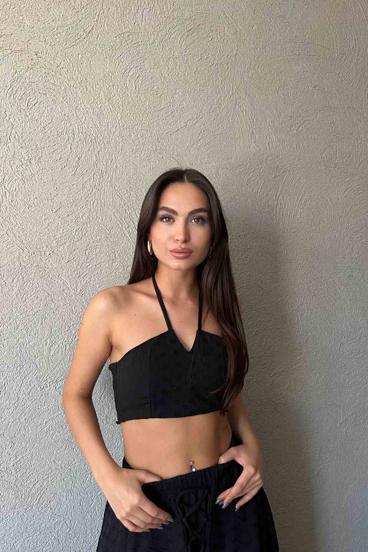 Siyah Bağlamalı Arkası Düğmeli Büstiyer SY-1938-Siyah