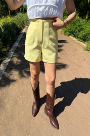 Sarı Pens Detaylı Mini Şort SY-2305-Sarı