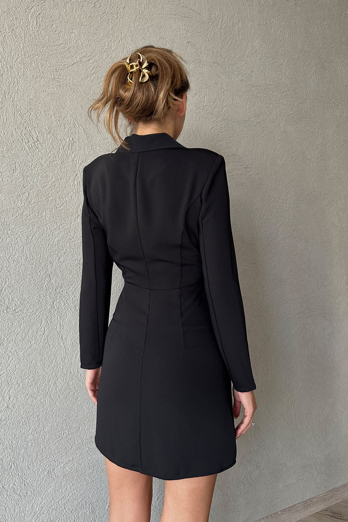 Siyah Pencere Detaylı Mini Elbise SY-1085-Siyah