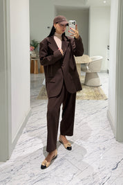 Ola Koyu Kahve Maskülen Blazer Ceket SY-3857-Kahverengi