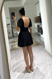 Brode Siyah Mini Santorini  Elbise SY-3664-Siyah
