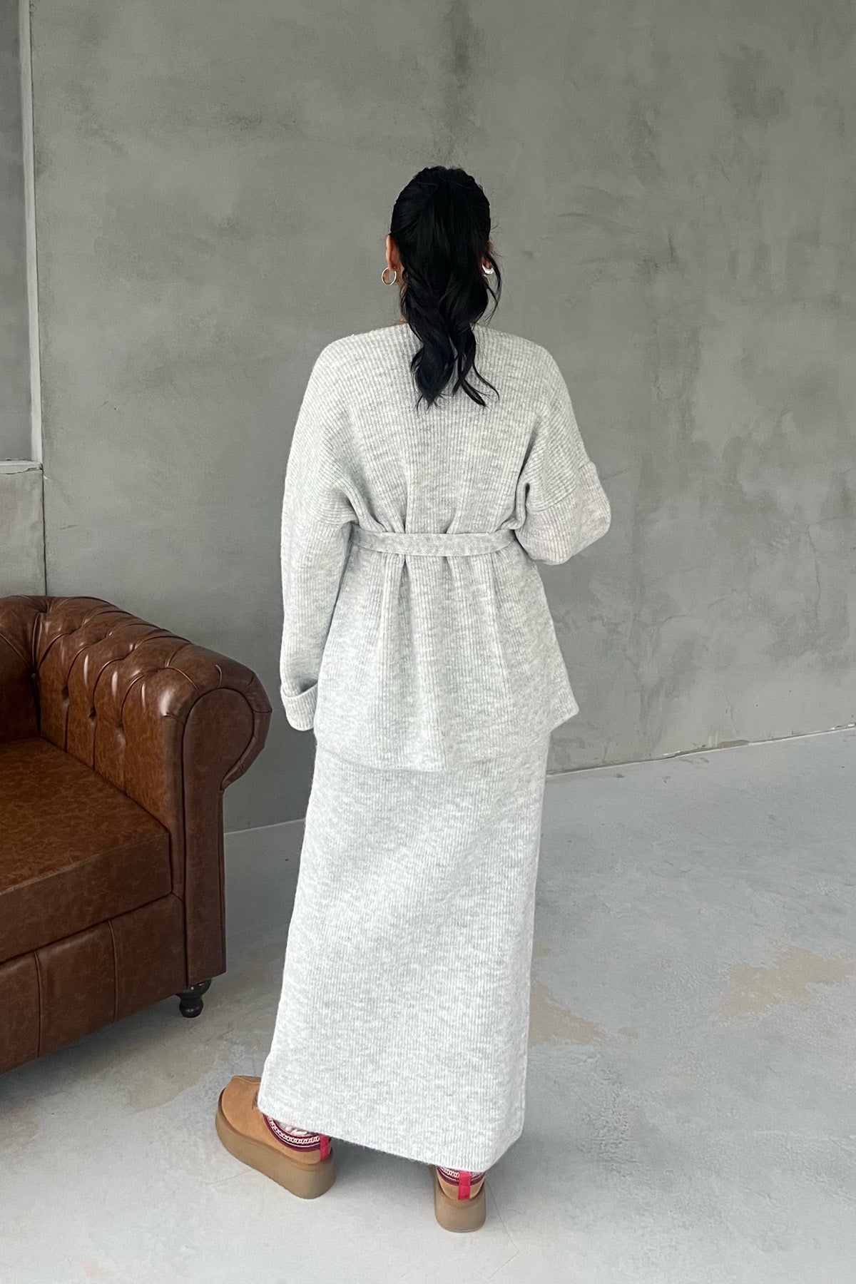 Gri Bolera Triko Etekli Takım SY-2919-Gri