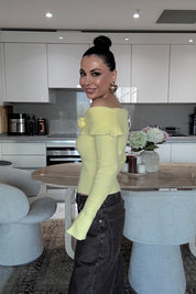 Rosa Casica Carmen Yaka Sarı Triko Kazak SY-3496-Sarı