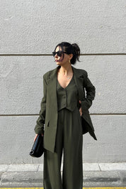 Haki Premium Ceket ve Yelek Takım SY-2892-Haki