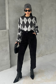 Siyah Fitilli Pensli Dar Paça Pantolon SY-2830-Siyah