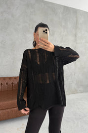 Siyah Ajurlu Kazak SY-3457-Siyah