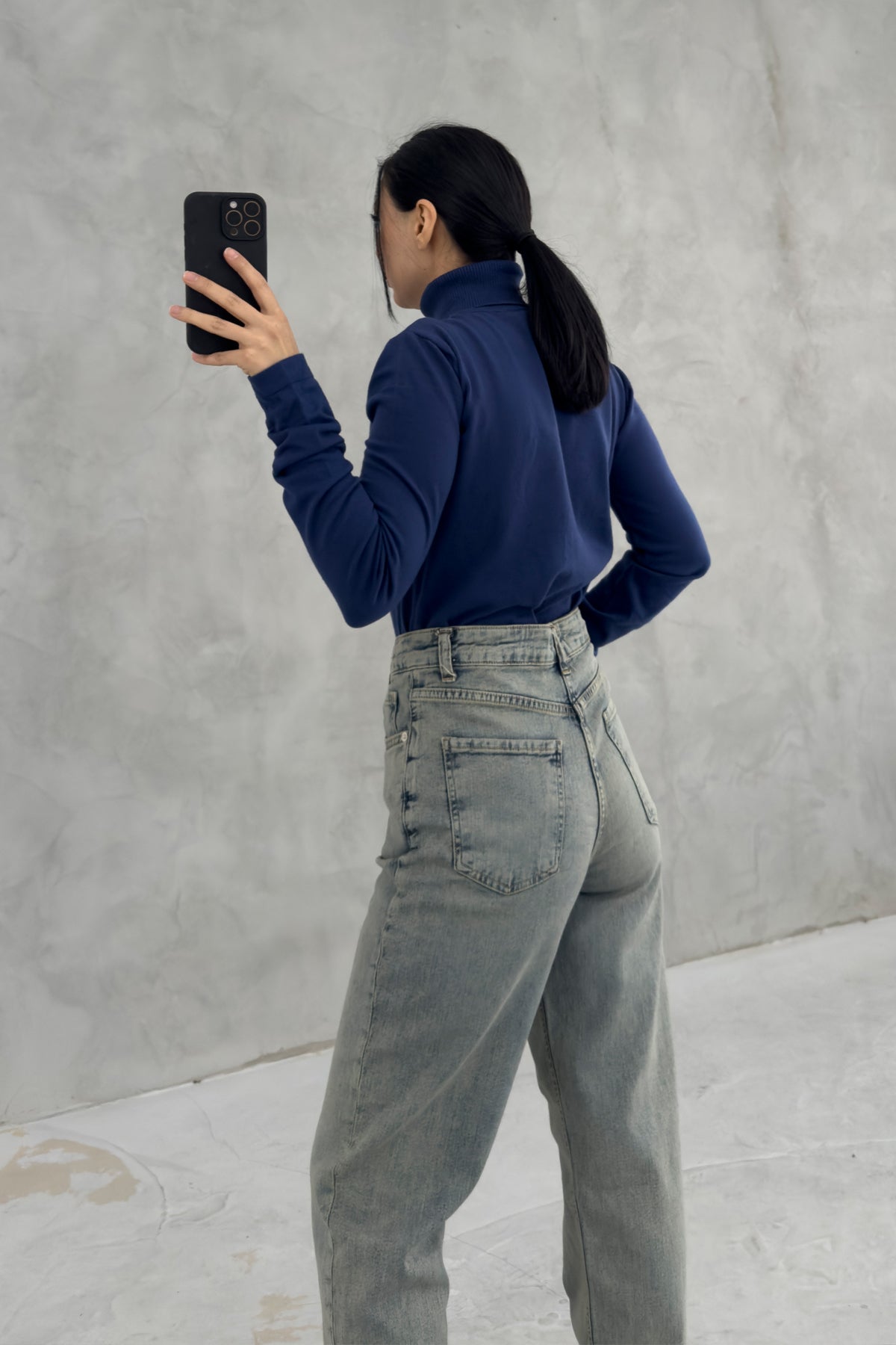 Mavi Kadın Balıkçı Yaka Kazak SY-3509-Mavi