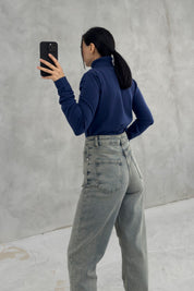 Mavi Kadın Balıkçı Yaka Kazak SY-3509-Mavi