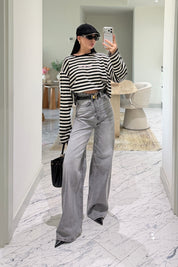 Gri Wide Leg Jean SY-3905-Gri