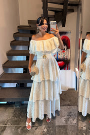 Alora Krem Kat Kat Volanlı Elbise SY-3807-Krem