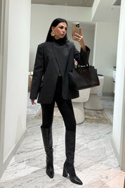 Antrasit Tek Düğmeli Dik Yaka Detaylı Tasarım Ceket SY-3482-Antrasit