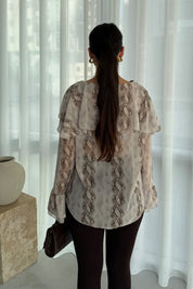 ZR Model Fırfırlı Yılan Desenli Bluz SY-3344-Yılan