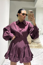 Korse Belli Mini Bordo Etek SY-3564-Bordo