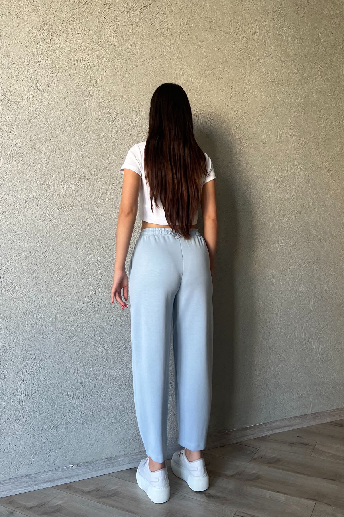 Mavi Beli Lastikli Şalvar Pantolon SY-1487-Mavi