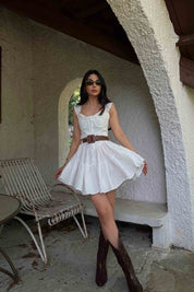 Ekru Düğme Detaylı Tulum Elbise SY-1929-Ekru