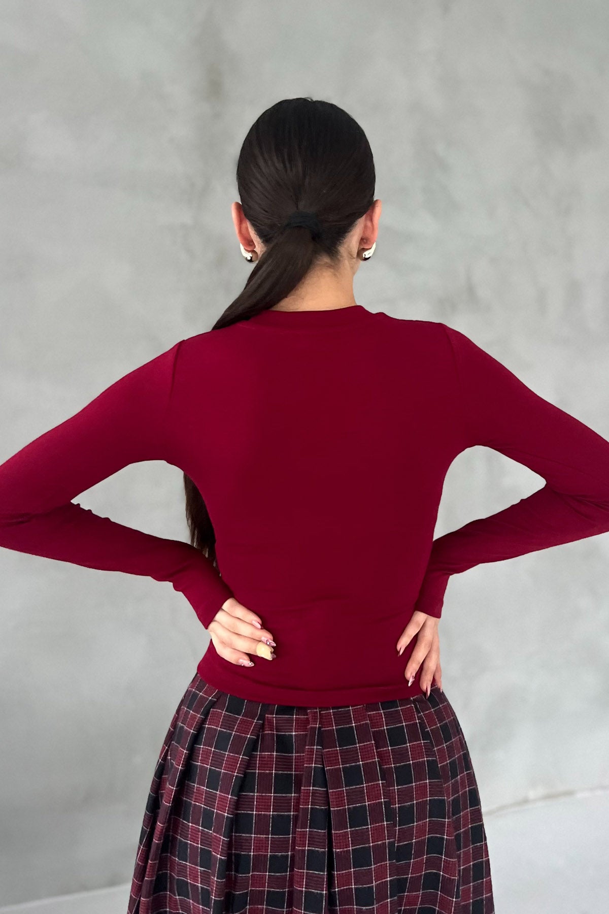 Bordo Basic Uzun Kollu Body SY-2655-Bordo