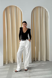 Ekru Premium Palazzo Pantolon SY-3322-Ekru