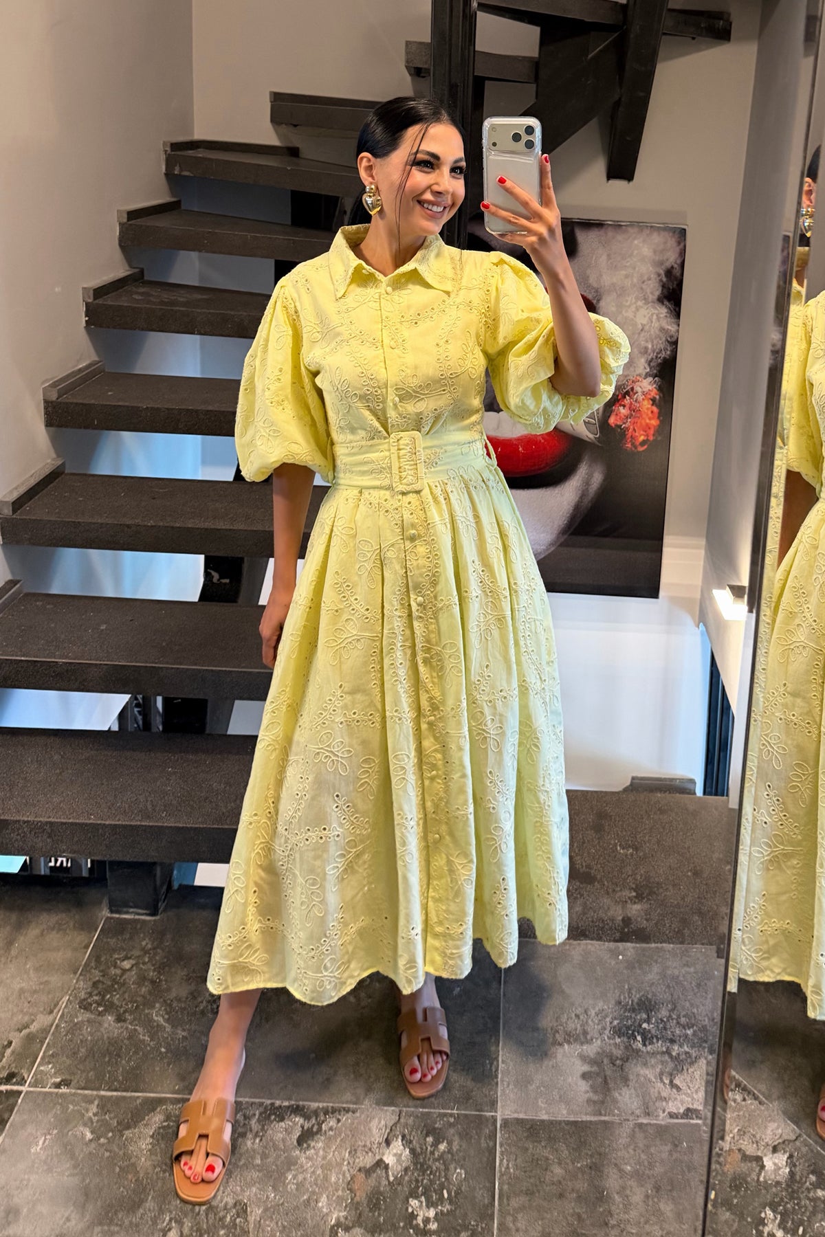 Princess Yellow Balon Kol Elbise SY-3717-Sarı