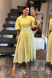 Princess Yellow Balon Kol Elbise SY-3717-Sarı