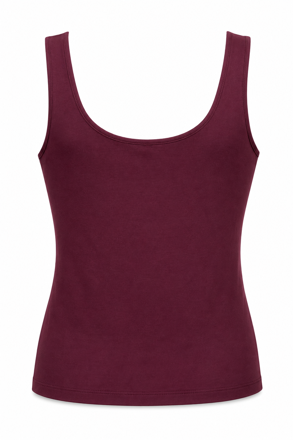 Bordo Kare Yaka Kalın Askılı Basic Bluz SY-3840-Bordo