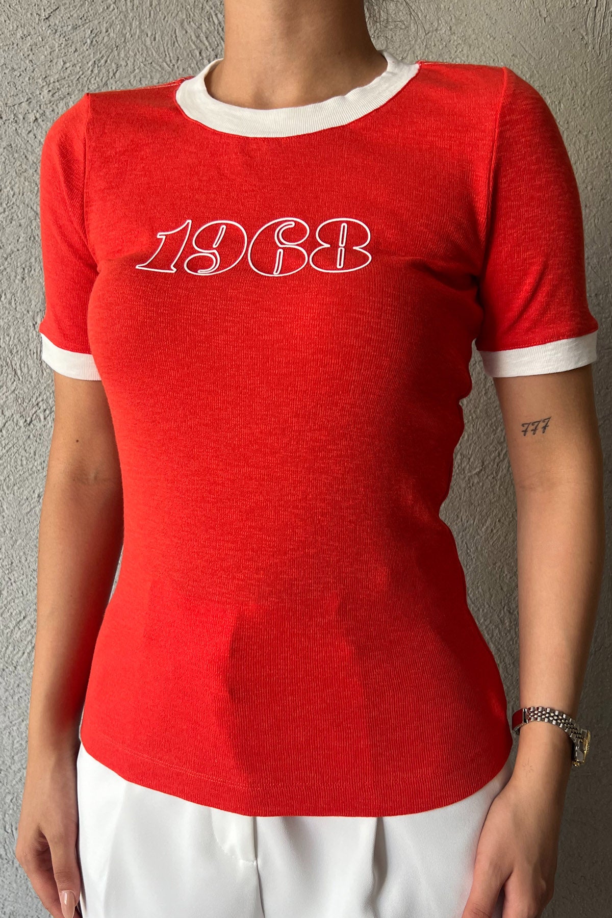 Turuncu 1968 Detaylı Marka Model Basic T-shırt SY-2069-Turuncu