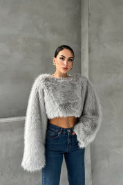 Gri Maria Kürk Kazak SY-2750-Gri