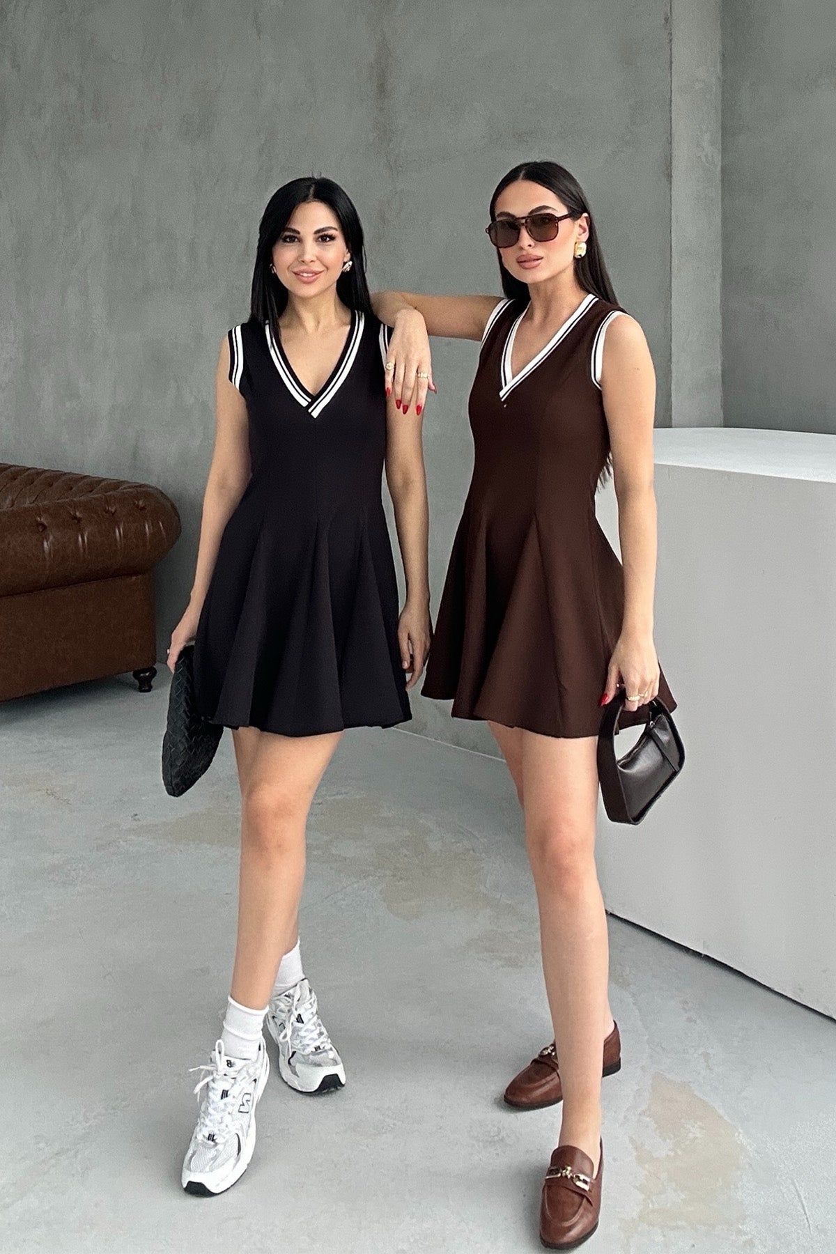 Kahve ZR Model Volanlı Mini Elbise SY-3030-Kahve