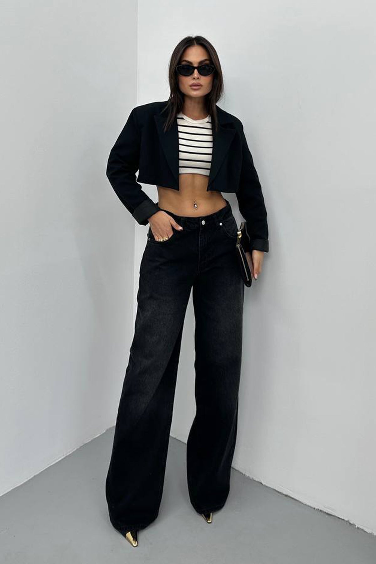 Siyah Kot Baggy Pantolon SY-3382-Siyah