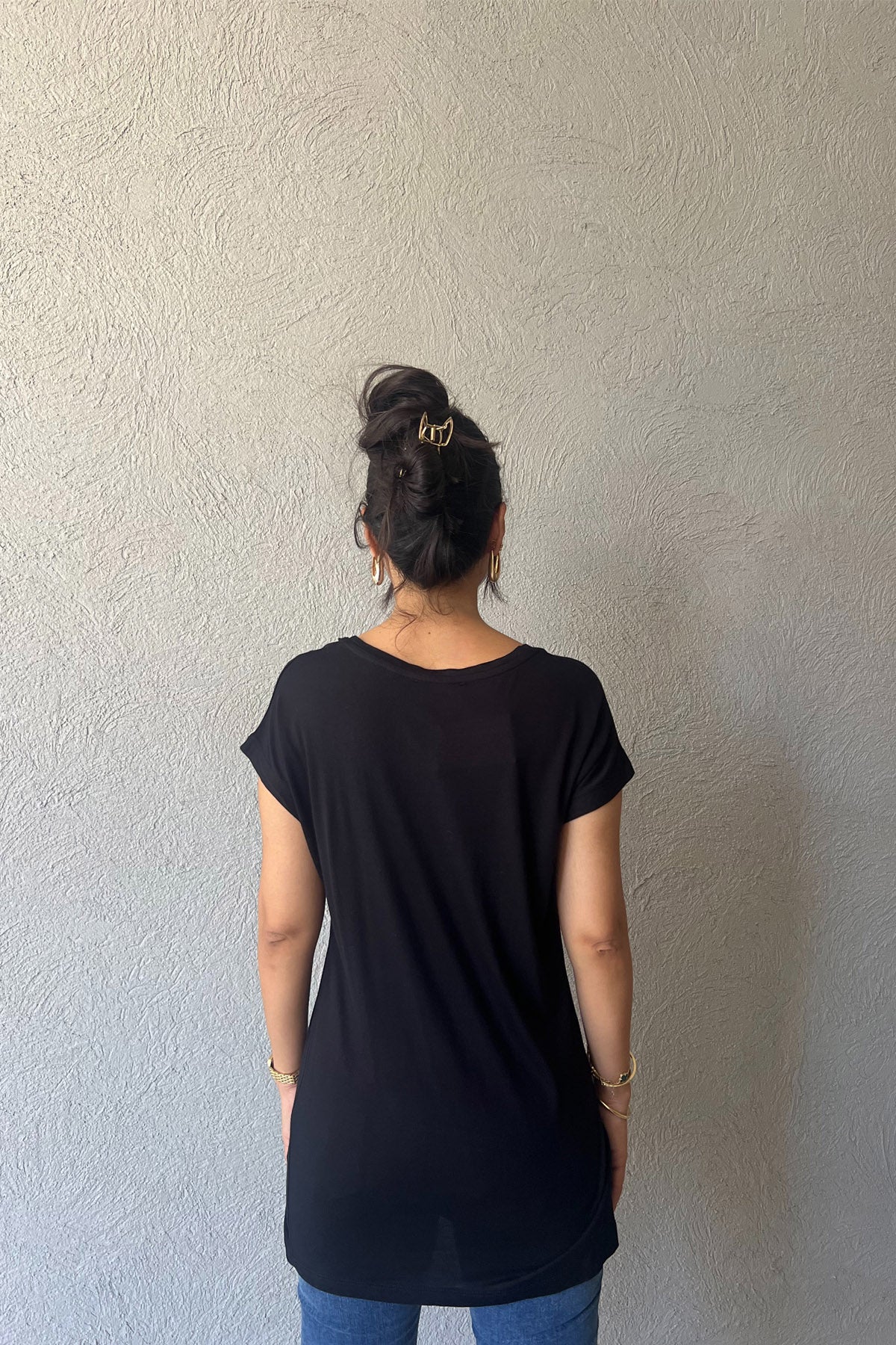 Siyah V Yaka Basic T-shirt SY-0250-Siyah