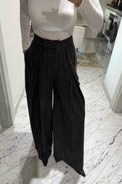 Çizgili Antrasit Pileli Kumaş Pantolon SY-3523-Antrasit