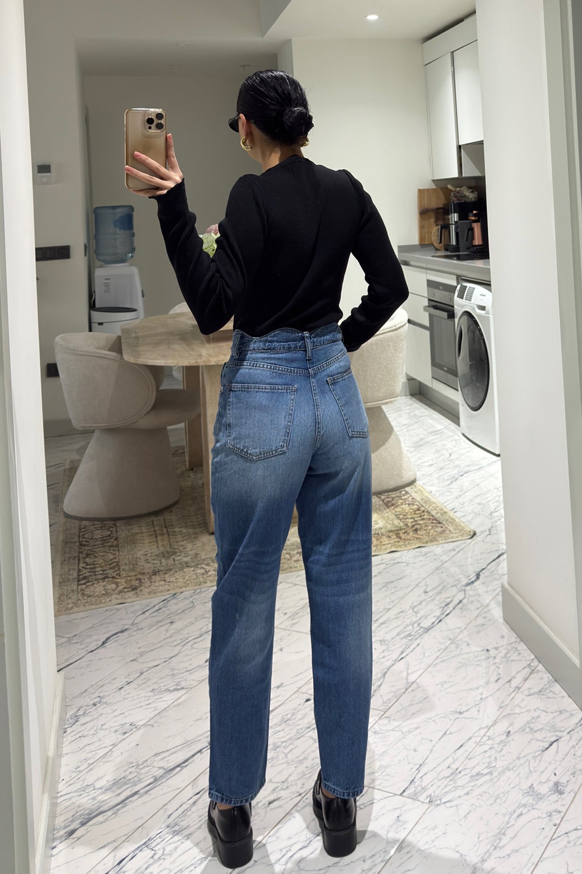Mavi Bel Detaylı Mom Jeans SY-3529-Mavi