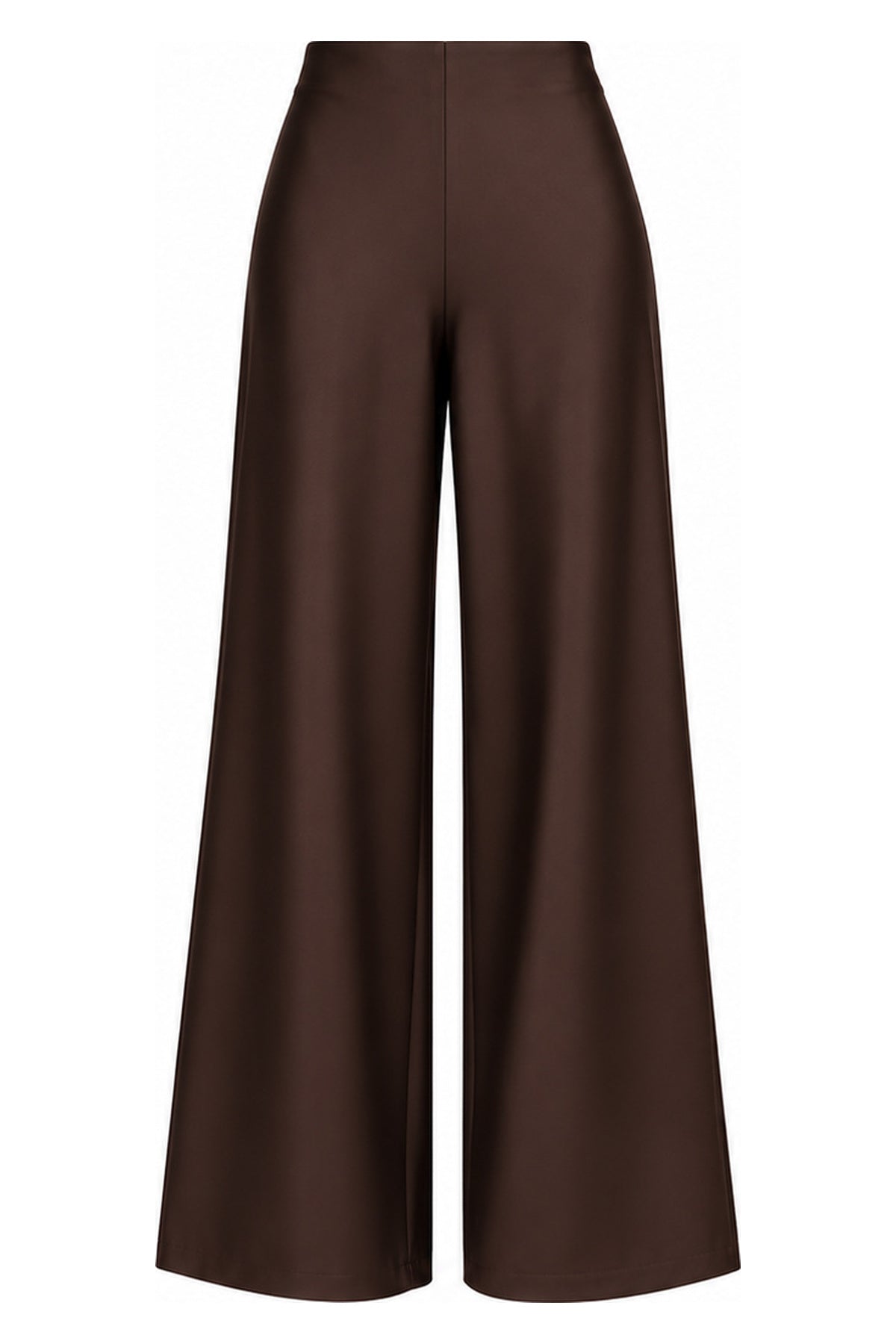 Kahve Dökümlü Saten Bol Paça Pantolon SY-3907-Kahverengi