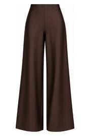 Kahve Dökümlü Saten Bol Paça Pantolon SY-3907-Kahverengi