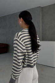 Gri Çizgili Yumuşak Triko Kazak SY-3434-Gri