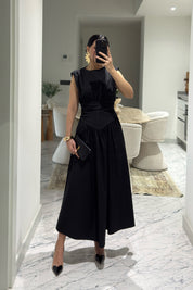 Pinterest Model Beli Drapeli Siyah Elbise SY-3610-Siyah