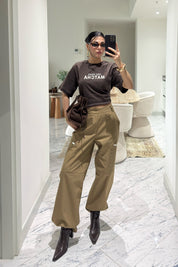 One More Matcha Yazılı Tişört SY-3607-Kahve