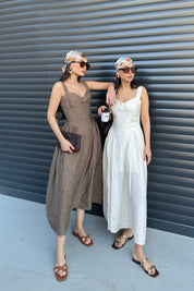 Bej Yanları Büzgülü Göğüs Kuplu Elbise SY-3092-Bej