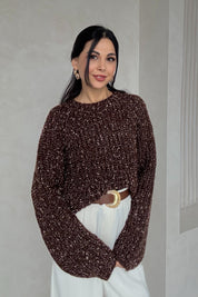 Kahve Reglan Kol Triko Kazak SY-3417-Kahve