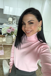 Pembe Kadın Balıkçı Yaka Kazak SY-3509-Pembe