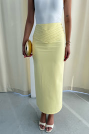 Sarı Kat Detaylı Kalem Etek SY-3258-Sarı