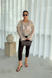 ZR Model Fırfırlı Yılan Desenli Bluz SY-3344-Yılan