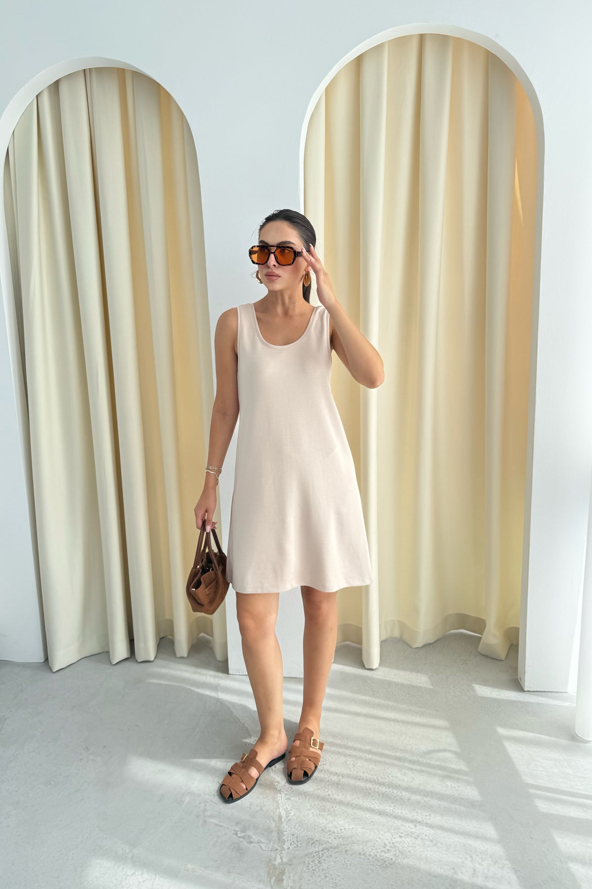 Vizon Modal Kısa Elbise SY-3208-Vizon