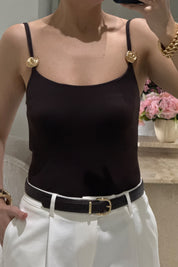 Kahve Gold Aksesuar Detaylı Bodysuit SY-3681-Kahve