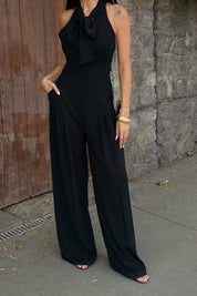 Siyah Rahat Kesim Bağlama Detaylı Tulum SY-3197-Siyah