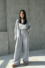 Gri Pianosa Bol Paça Eşofman Hırka Takım SY-2693-Gri